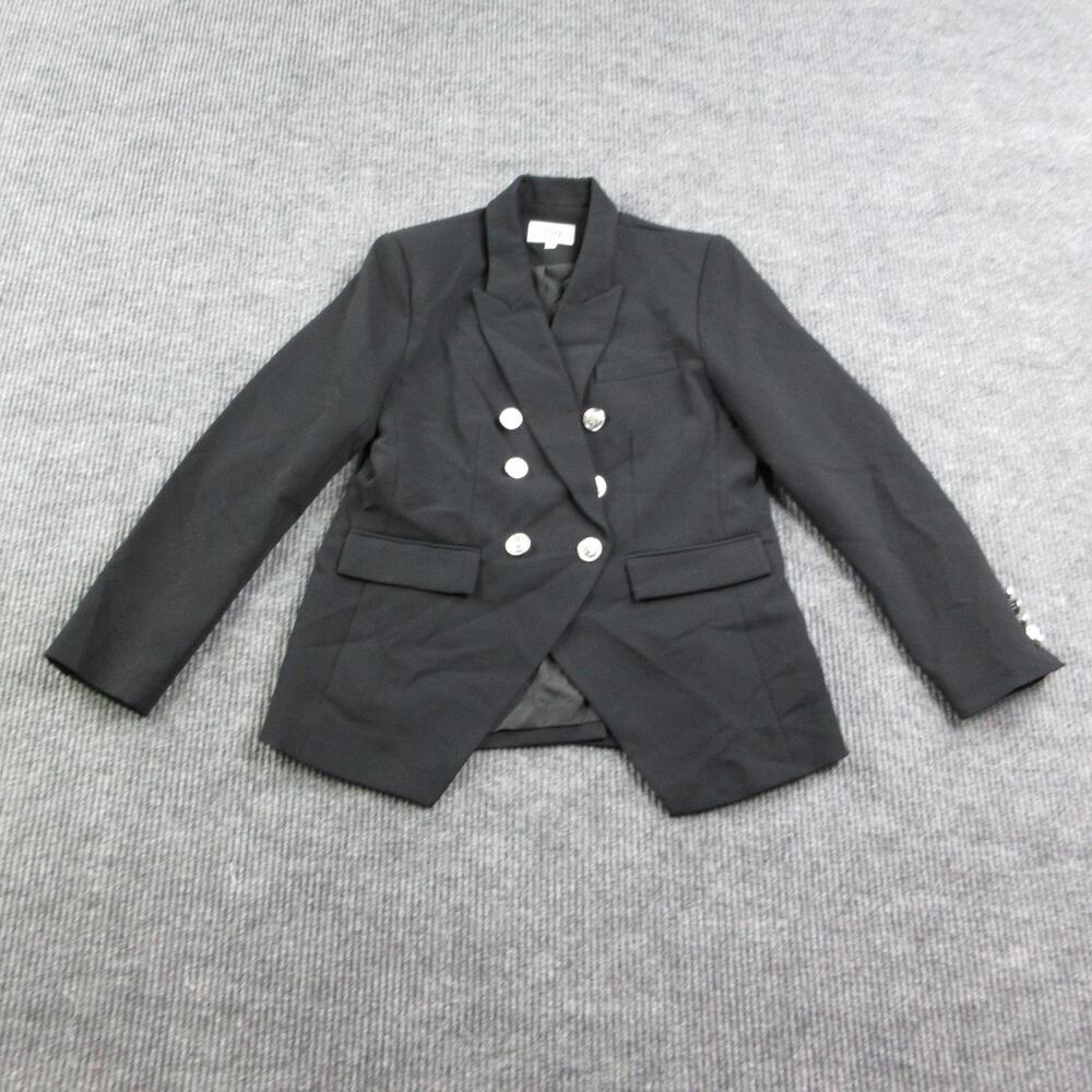 Italia Blazer Womens L Black Tuxedo Shawl Lapel Lined Tailored Six-Button